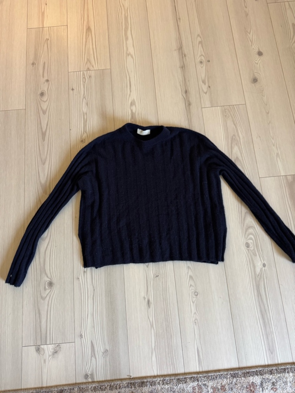 Women's navy blue Ribbed Crewneck Sweater